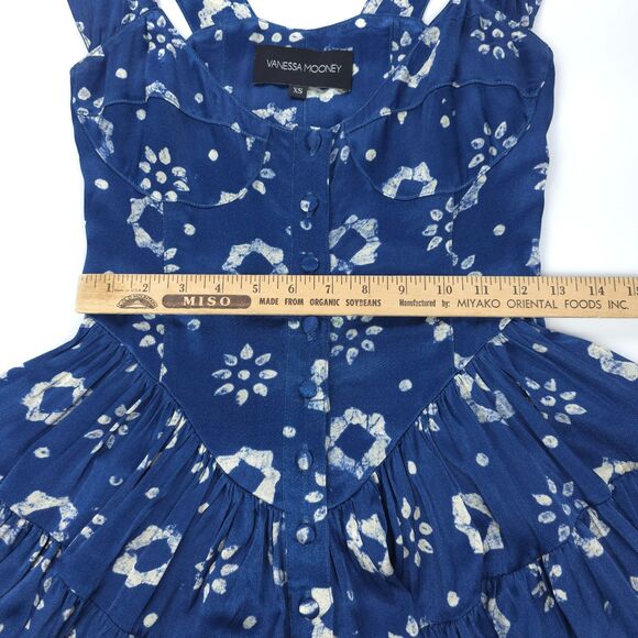 NEW Vanessa Mooney Elisabeth Corset Romper Mini Dress Indigo Flower Coquette - Picture 5 of 11